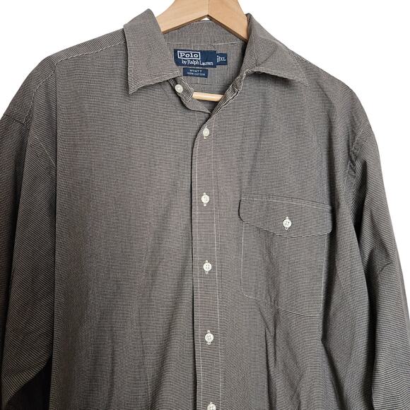 Polo Ralph Lauren Mens Vintage Wyatt Micro Check Plaid Button Down Shirt Sz XL - Picture 2 of 11